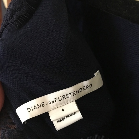 Diane Von Furstenberg Zarita Navy Blue Lace Dress Size 4 - Picture 8 of 8